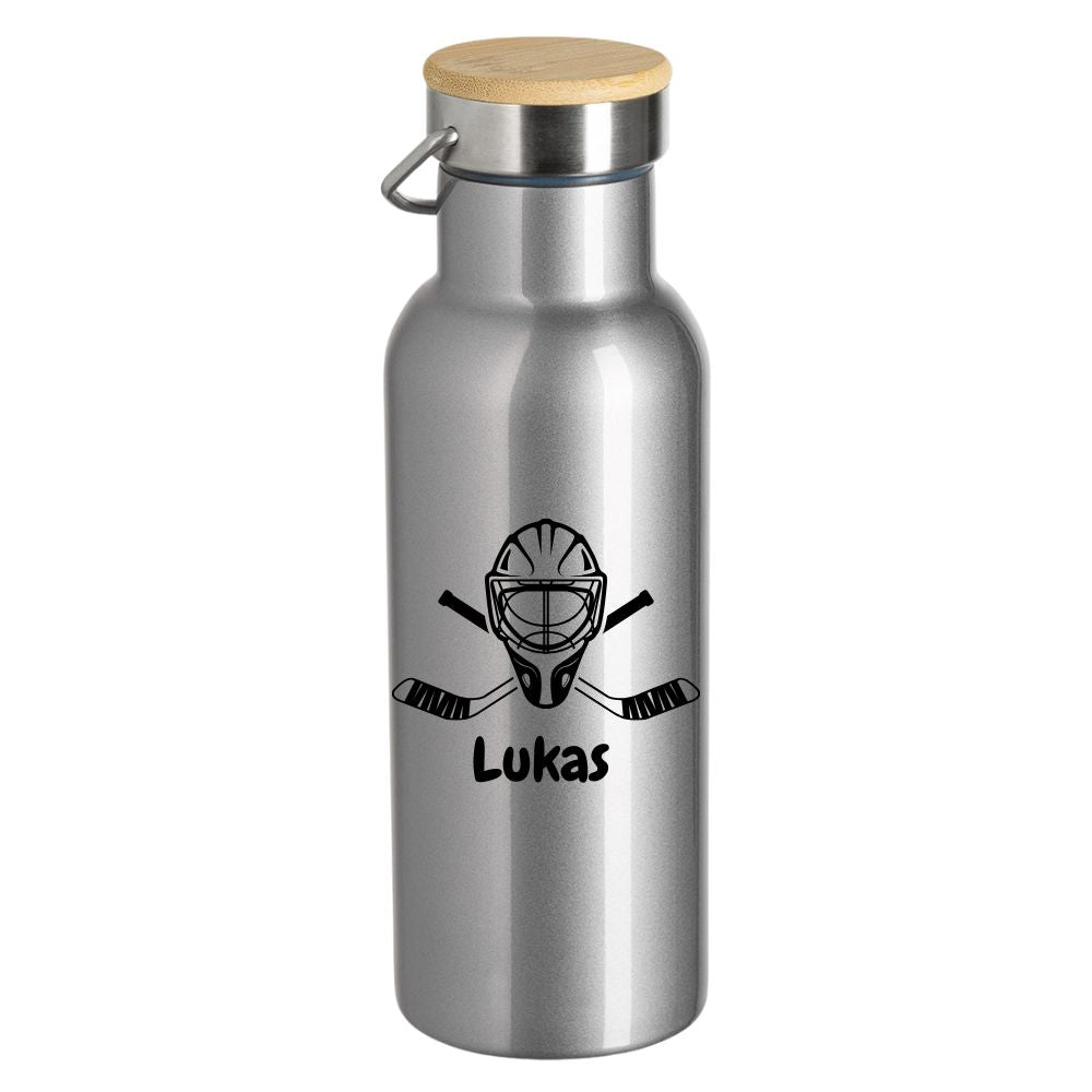 Eishockey Kinder Trinkflasche personalisiert, Edelstahl Trinkflasche mit Namen Flasche mit Wunschnamen