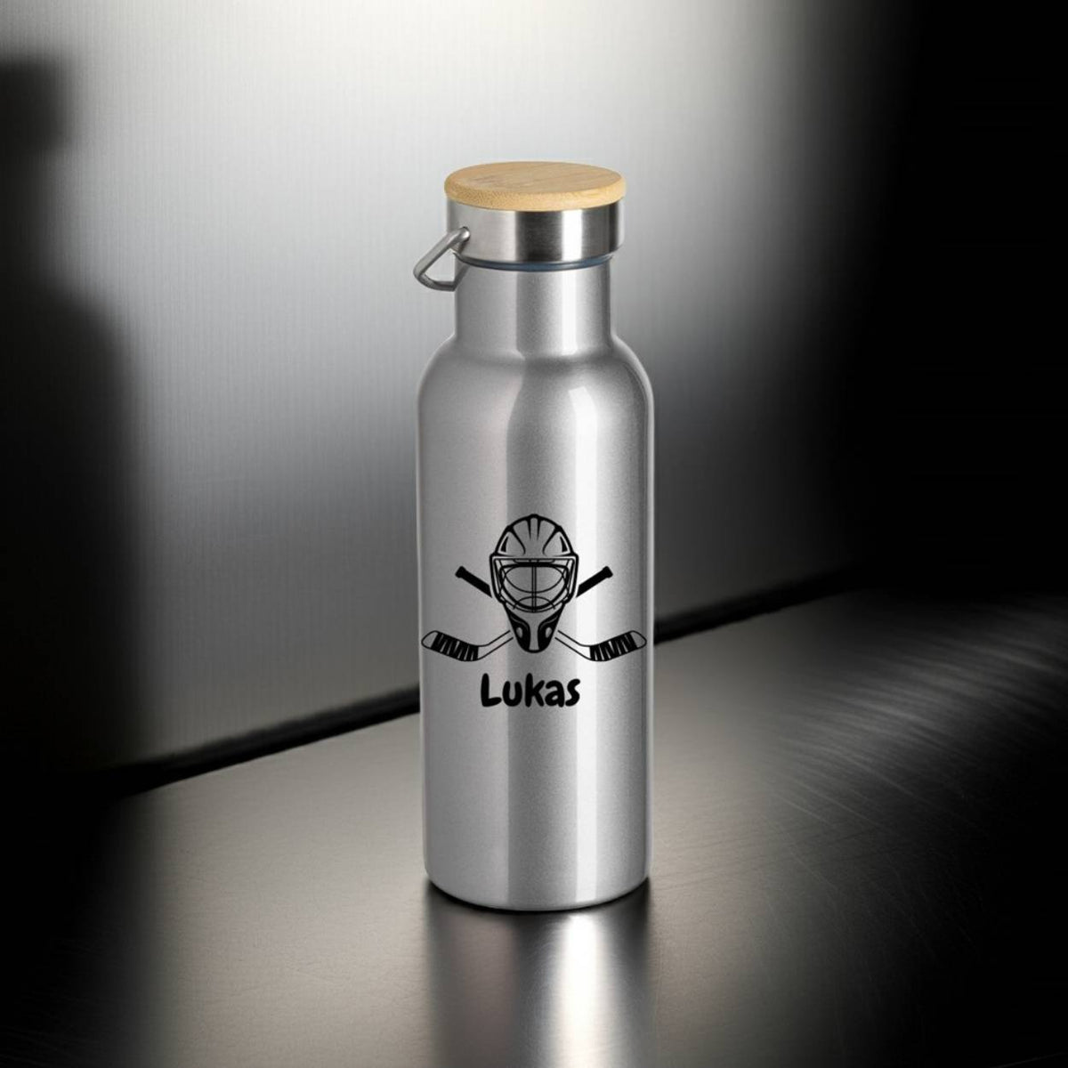 Eishockey Kinder Trinkflasche personalisiert, Edelstahl Trinkflasche mit Namen Flasche mit Wunschnamen