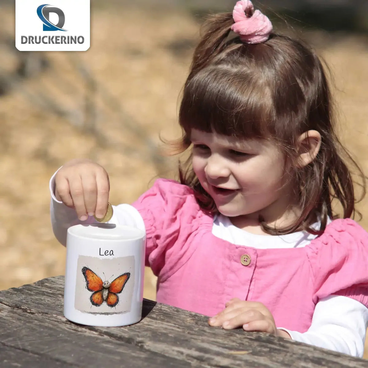 Schmetterlingstraum Spardose für Kinder mit Namen personalisiert Spardose Druckerino   