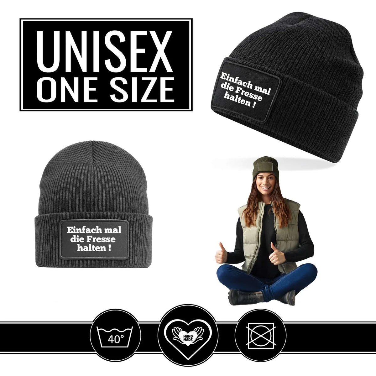 Beanie Mütze Einfach mal die fresse Halten Geschenkidee Wichtelgeschenk