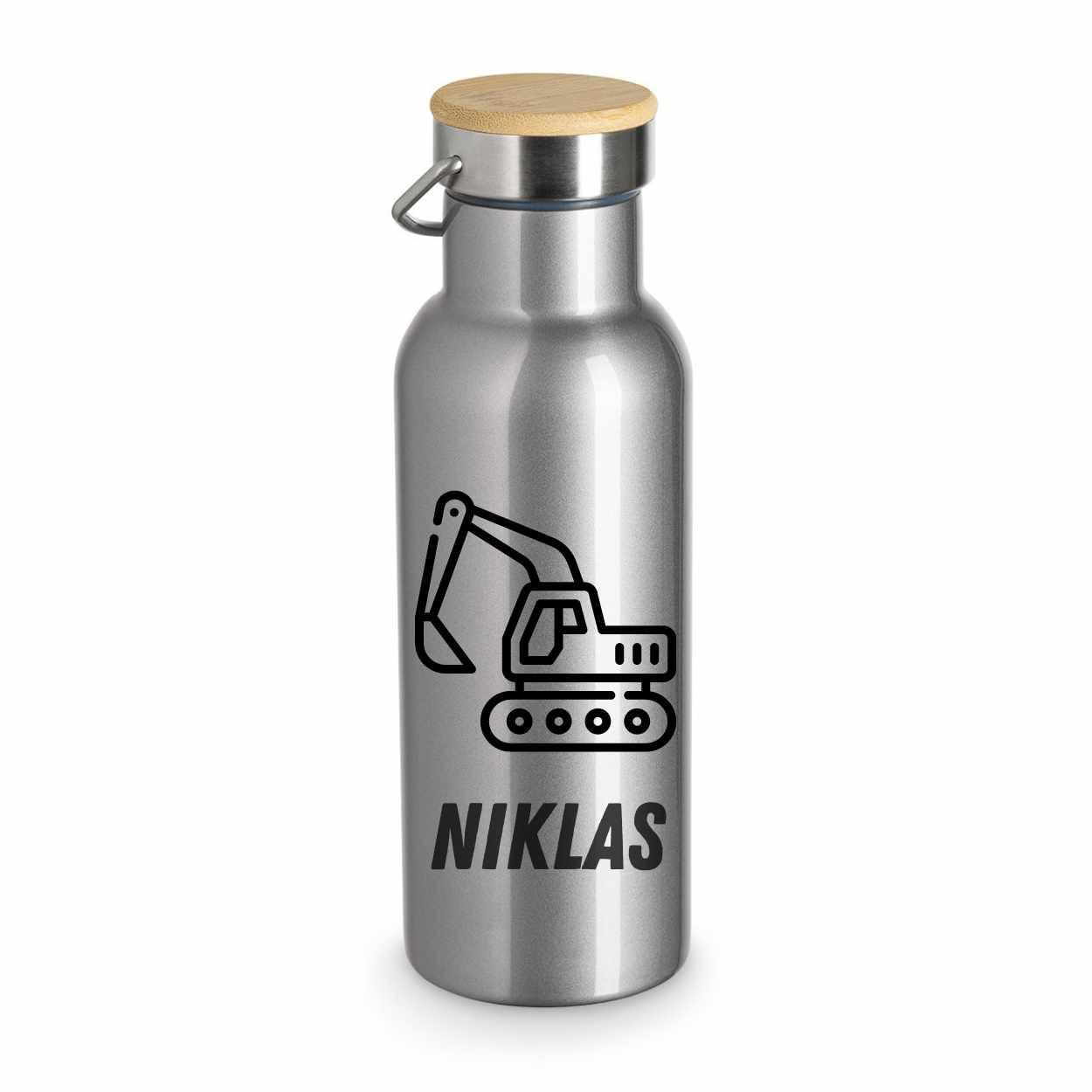 Edelstahl Trinkflasche für Kinder - Bagger - Druckerino