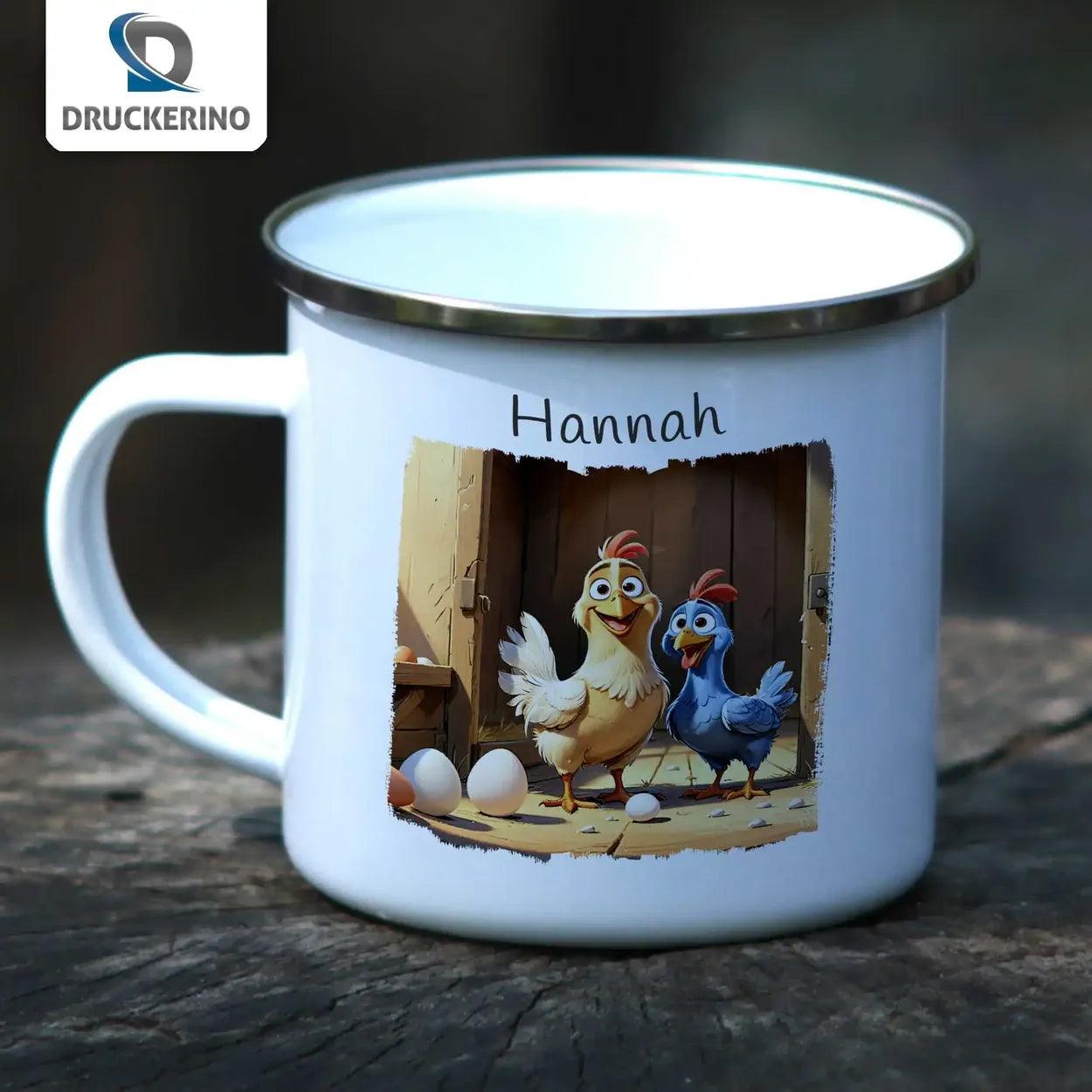 Emaille Tasse Abenteuer Bauernhof - Druckerino