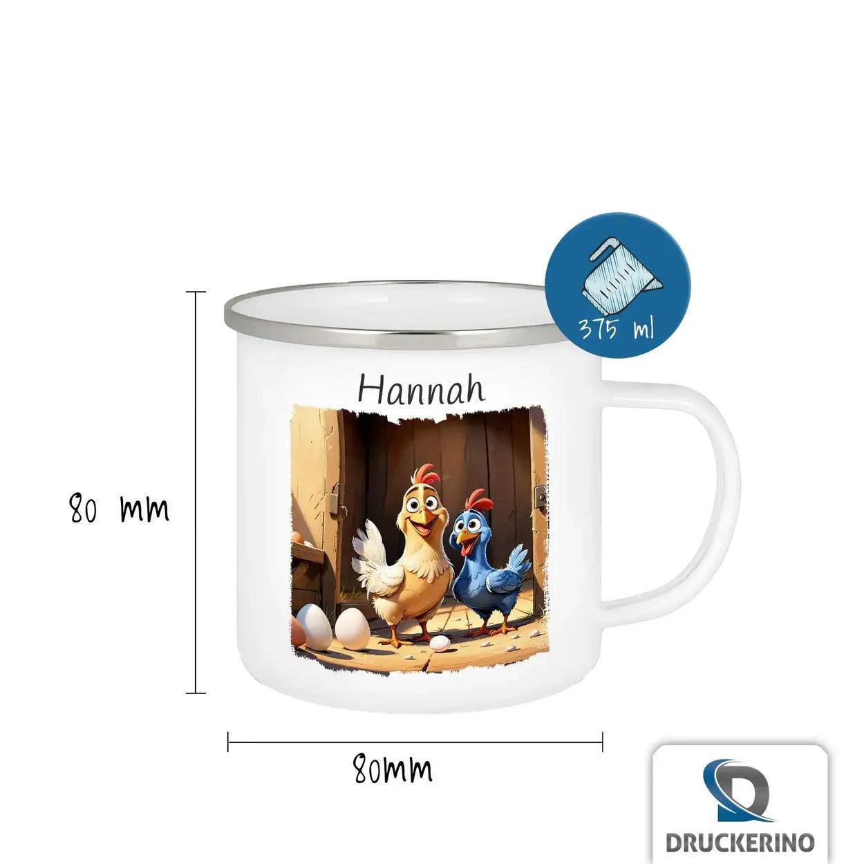 Emaille Tasse Abenteuer Bauernhof - Druckerino