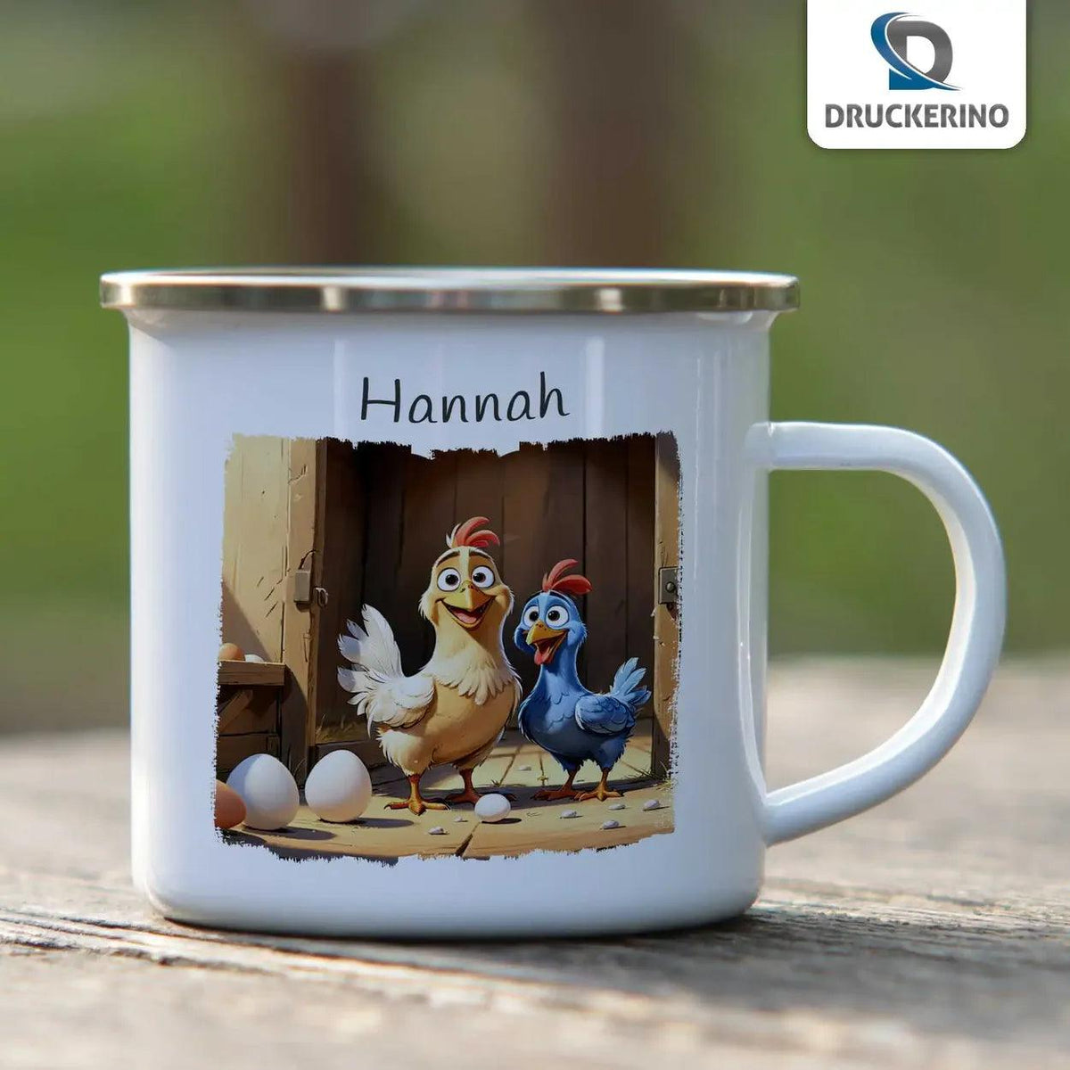 Emaille Tasse Abenteuer Bauernhof - Druckerino