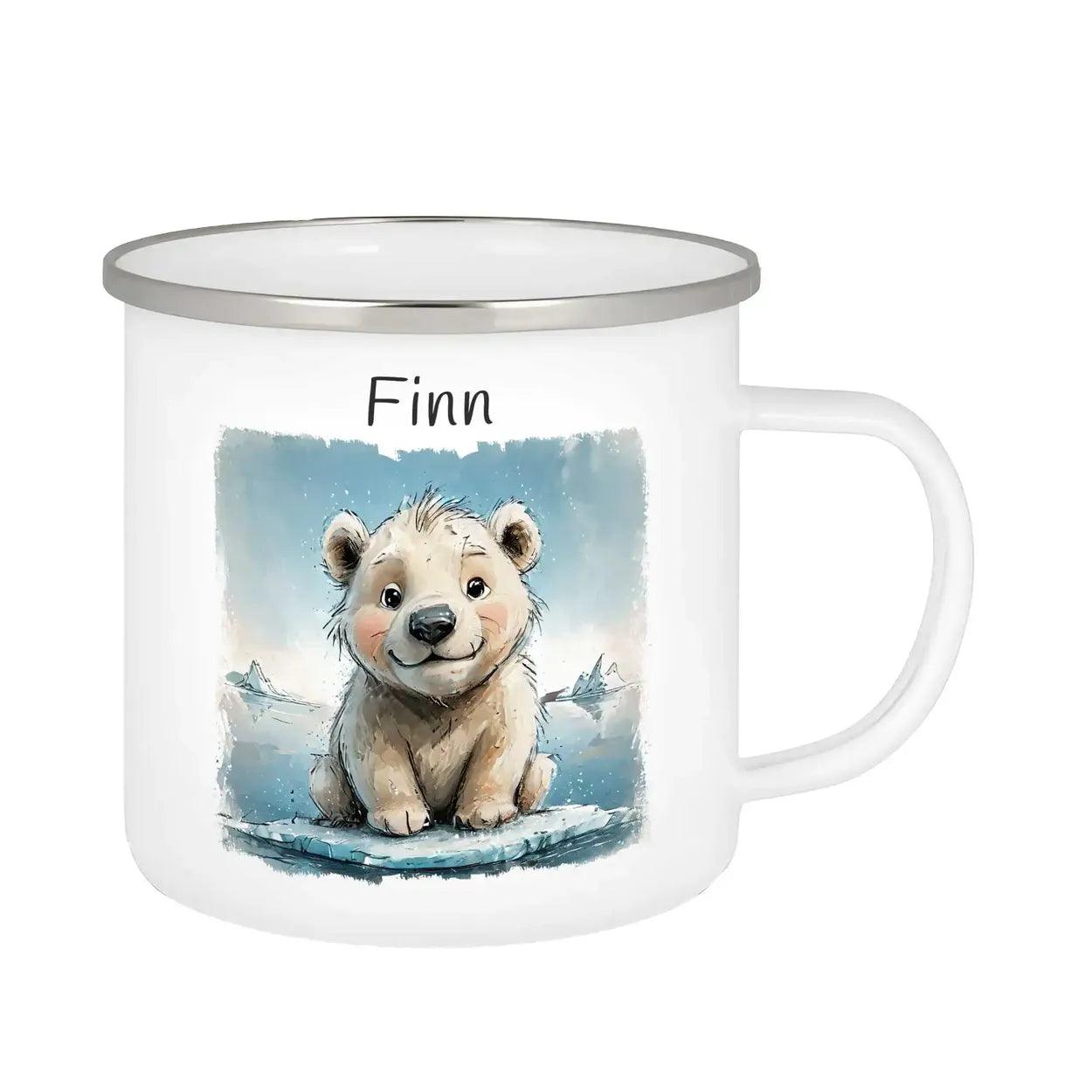 Emaille Tasse Abenteuer-Eisbär - Druckerino