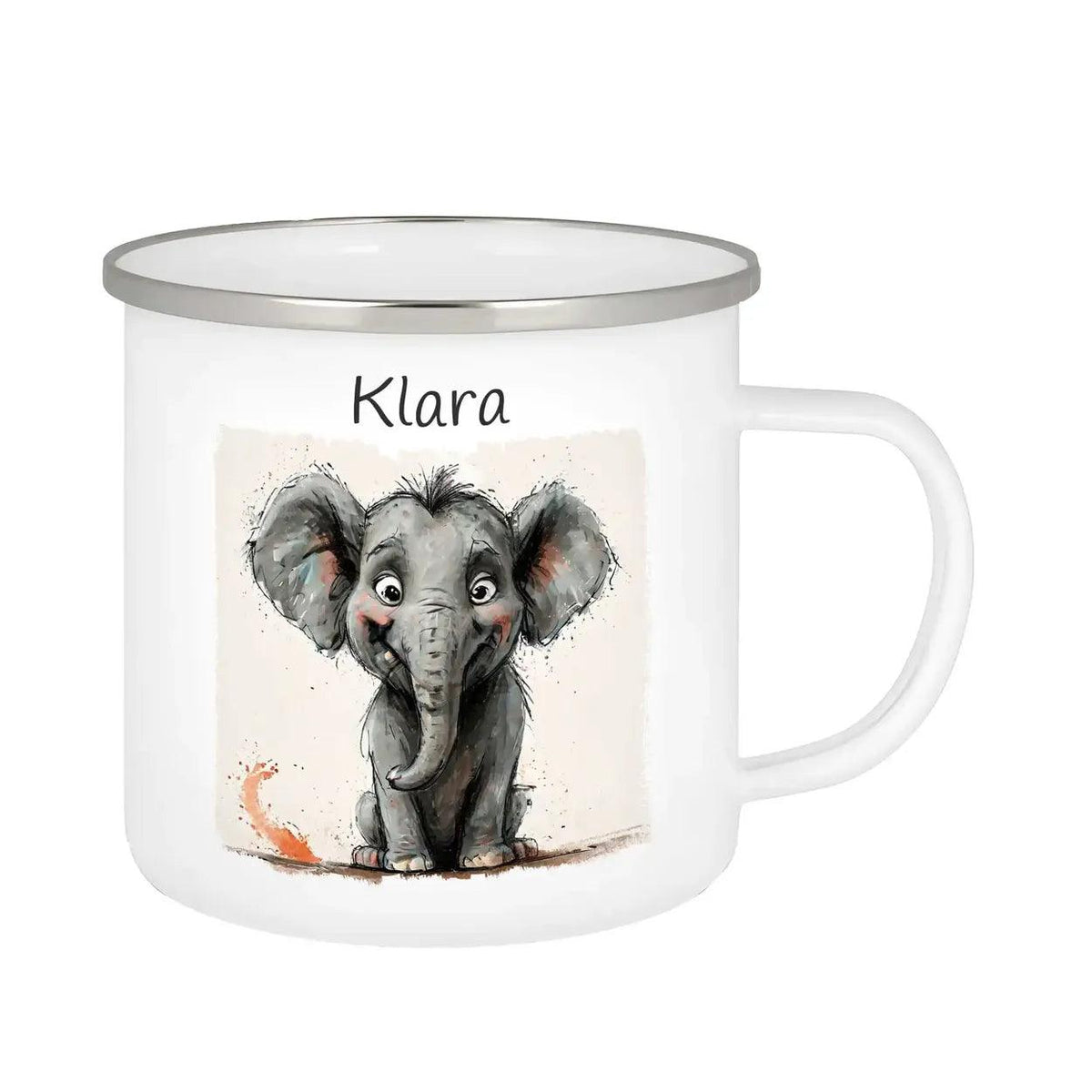 Emaille Tasse Abenteuer-Elefant - Druckerino