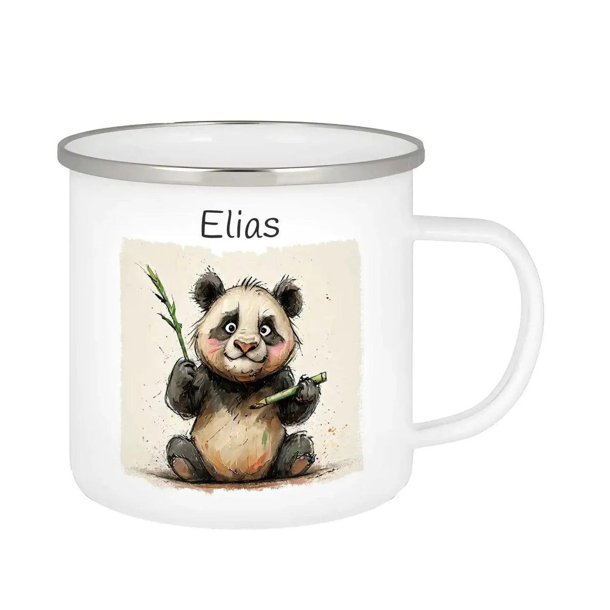 Emaille Tasse Abenteuer-Panda - Druckerino