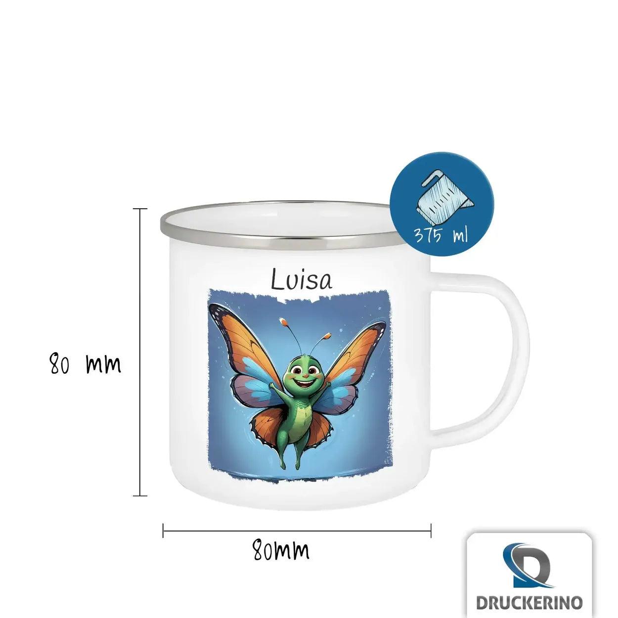 Emaille Tasse Abenteuer Schmetterling - Druckerino