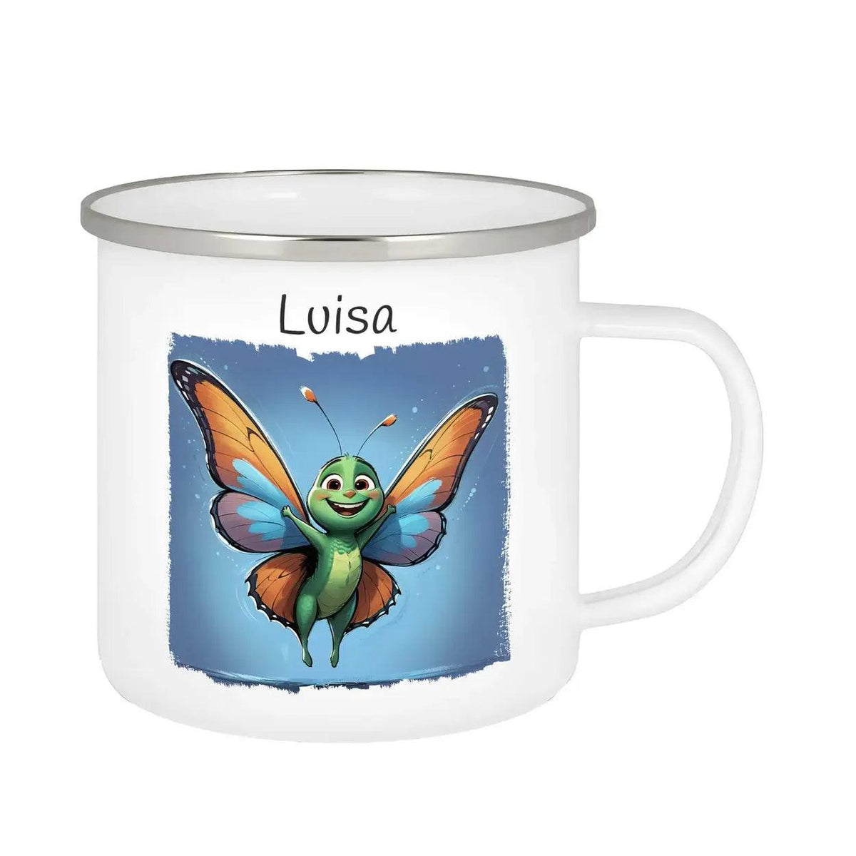 Emaille Tasse Abenteuer Schmetterling - Druckerino