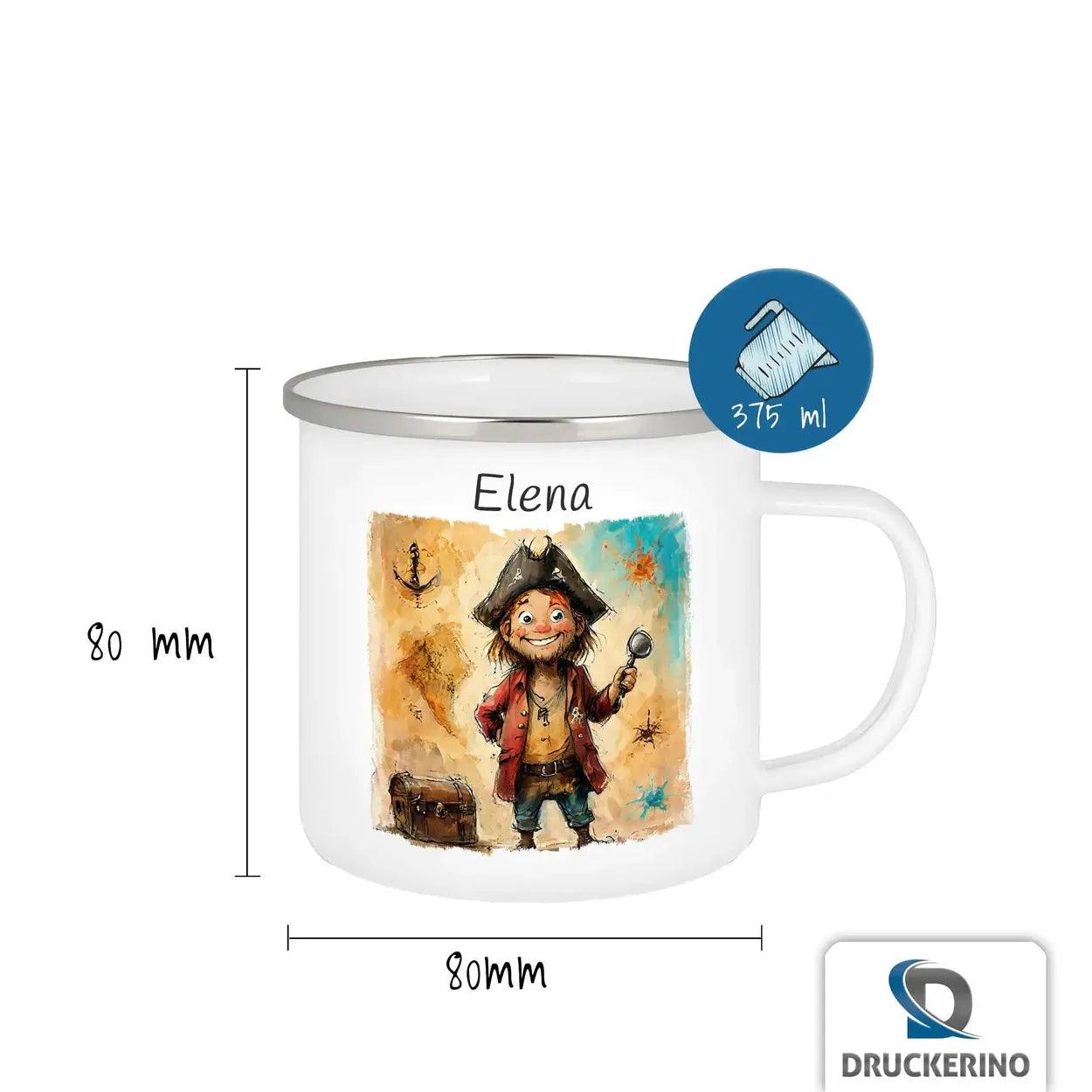 Emaille Tasse Abenteuer-Seeräuber - Druckerino