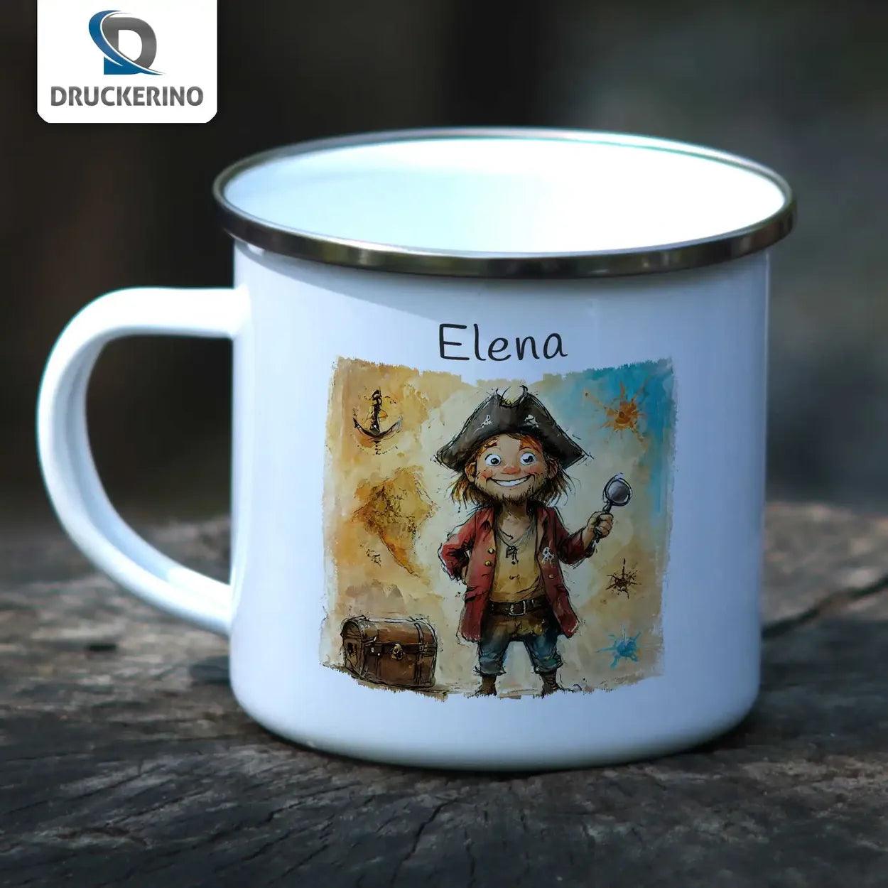 Emaille Tasse Abenteuer-Seeräuber - Druckerino