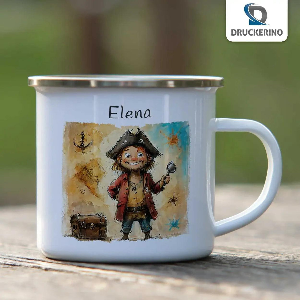 Emaille Tasse Abenteuer-Seeräuber - Druckerino