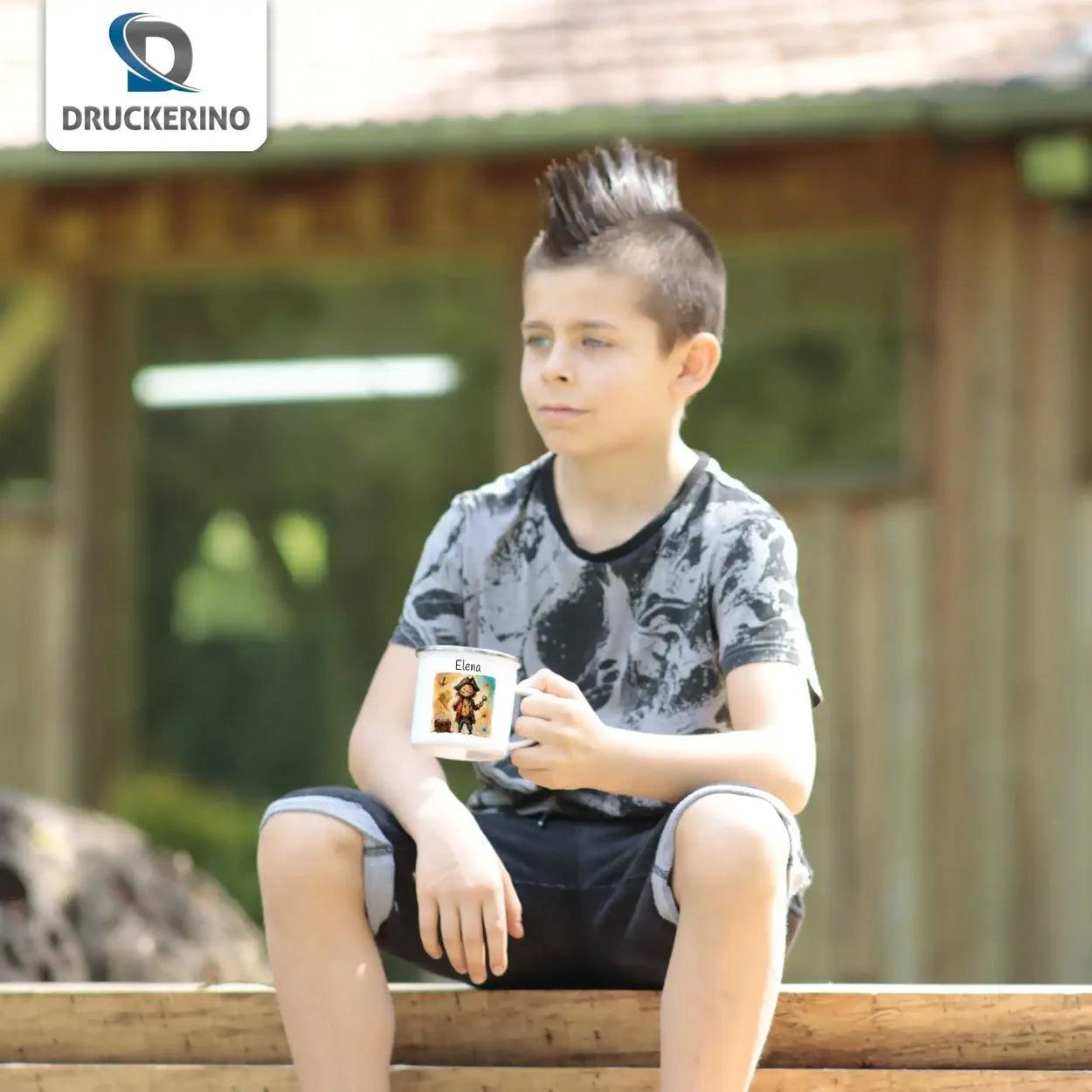 Emaille Tasse Abenteuer-Seeräuber - Druckerino