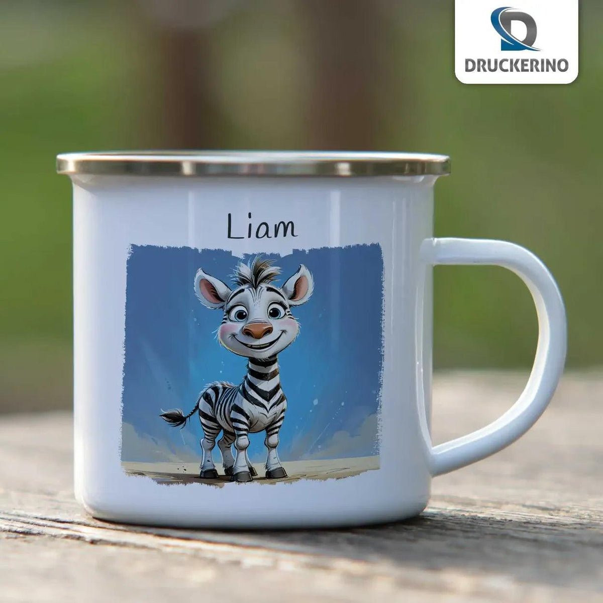 Emaille Tasse Abenteuer Zebra - Druckerino