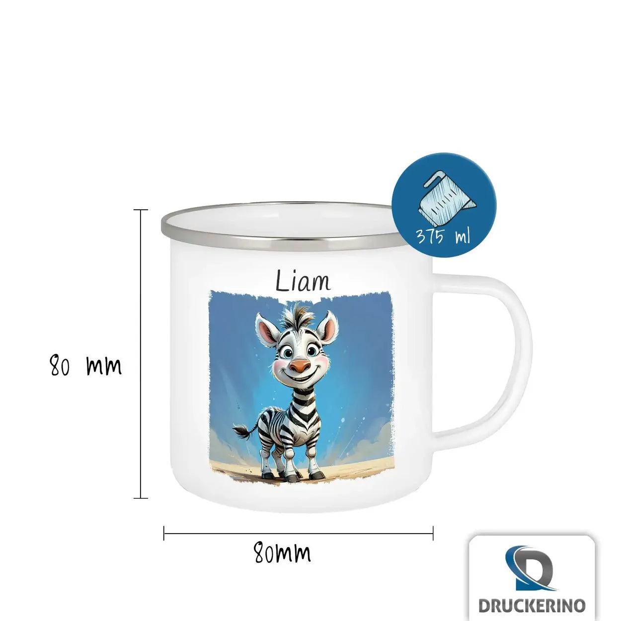 Emaille Tasse Abenteuer Zebra - Druckerino