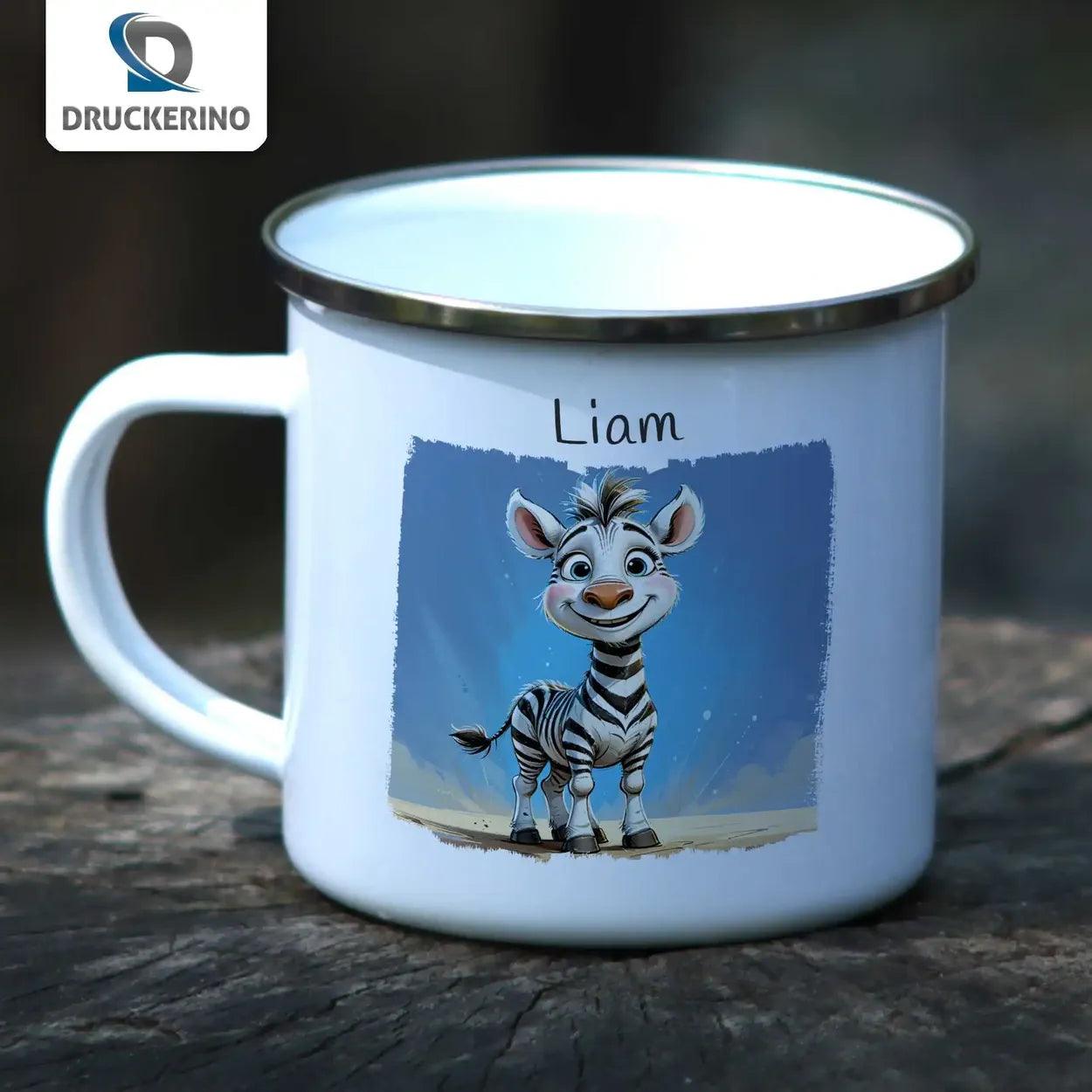 Emaille Tasse Abenteuer Zebra - Druckerino