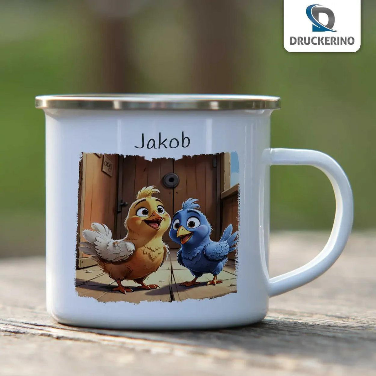 Emaille Tasse Abenteuerlustige Luftakrobaten - Druckerino