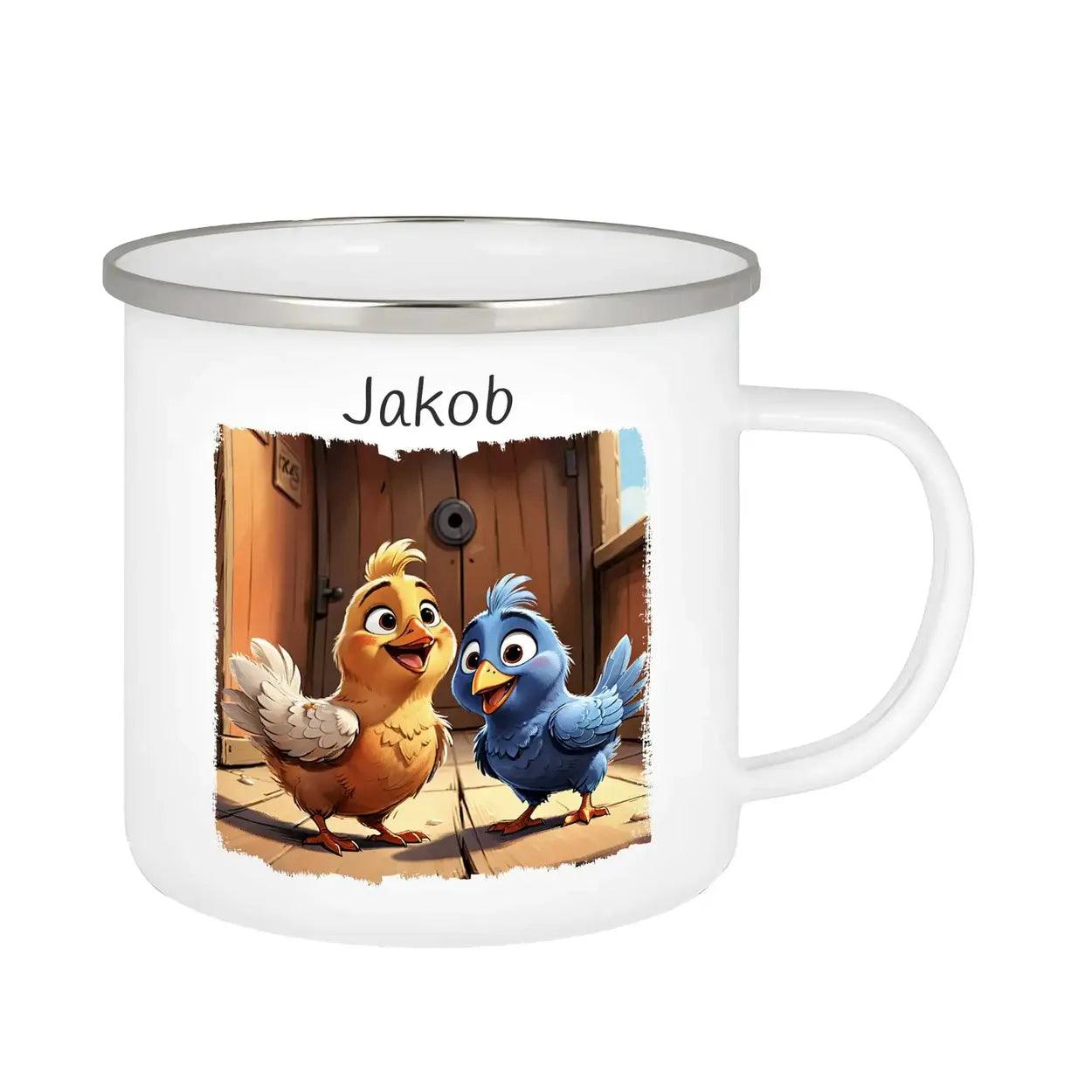 Emaille Tasse Abenteuerlustige Luftakrobaten - Druckerino