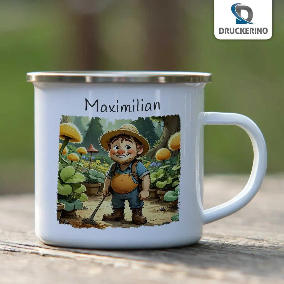 Emaille Tasse Abenteuerlustige Waldentdecker - Druckerino