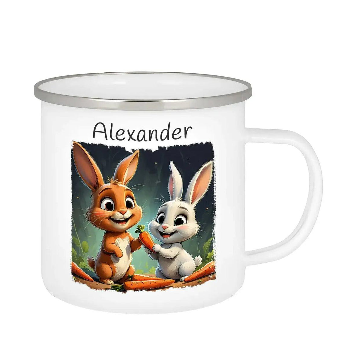 Emaille Tasse Abenteuerlustige Waldhüpfer - Druckerino