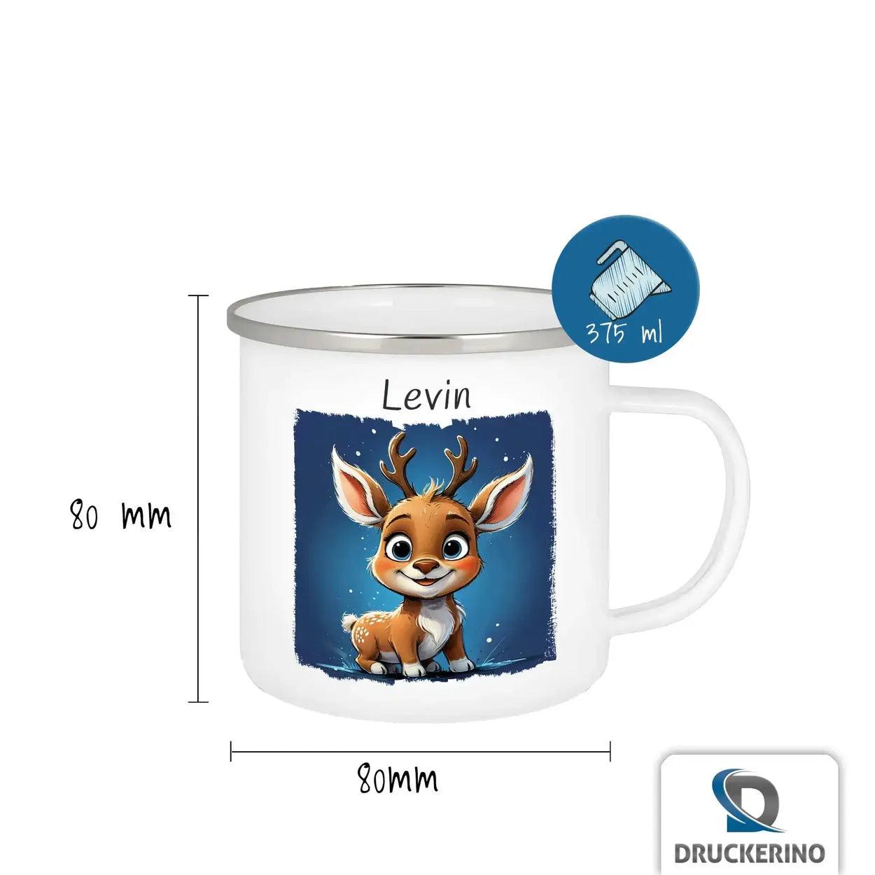 Emaille Tasse Abenteuerreise der kleinen Tiere - Druckerino