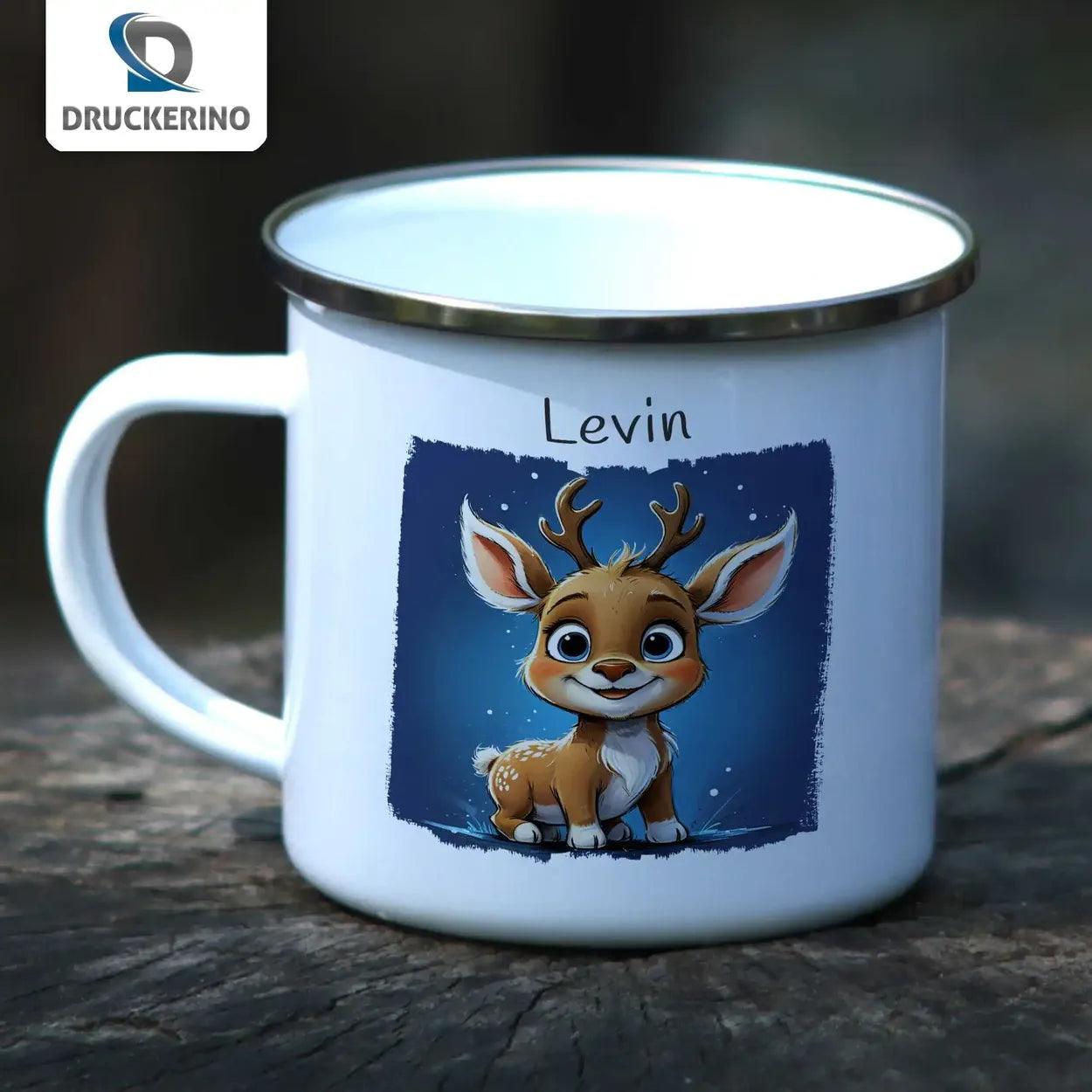 Emaille Tasse Abenteuerreise der kleinen Tiere - Druckerino