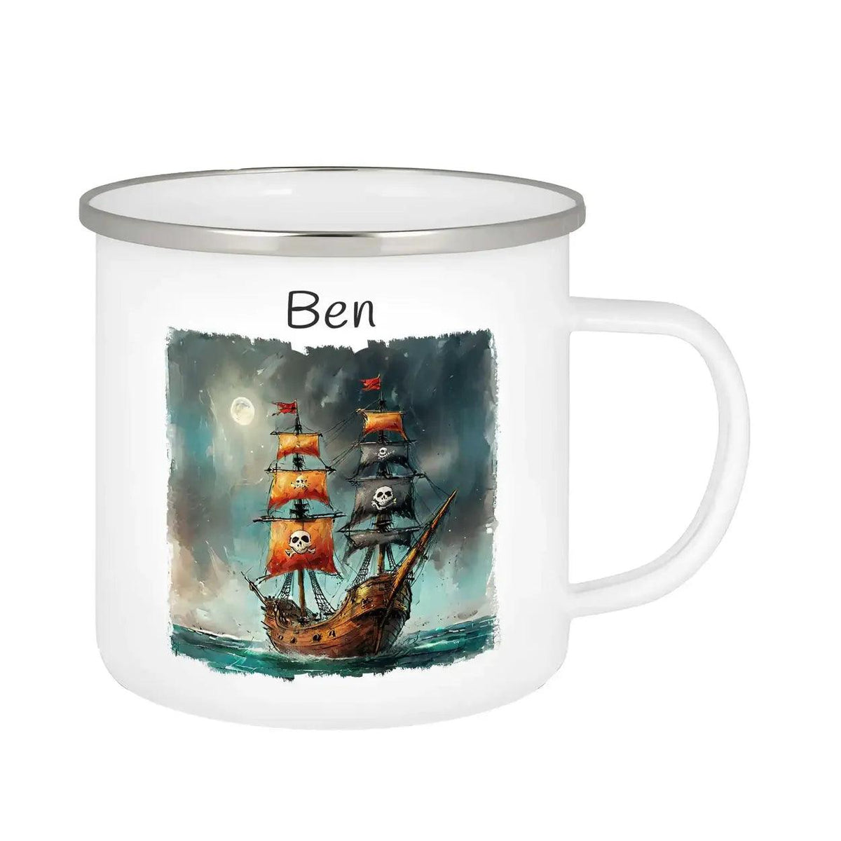 Emaille Tasse Abenteuersegler - Druckerino