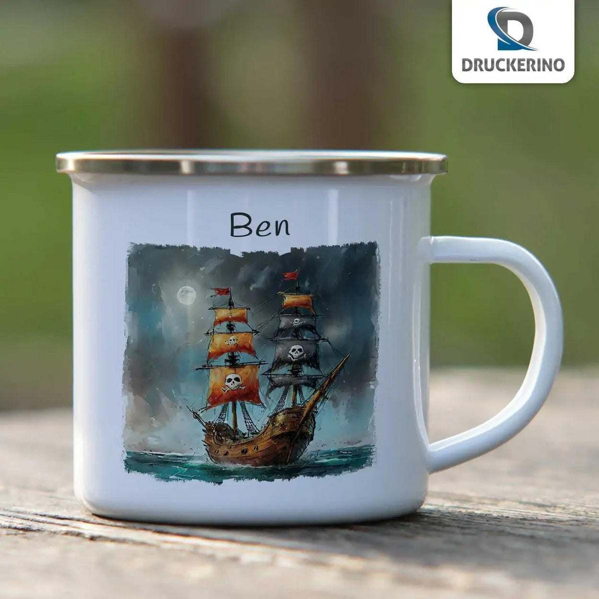 Emaille Tasse Abenteuersegler - Druckerino