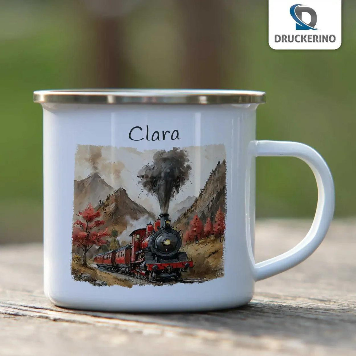 Emaille Tasse Abenteuerzug - Druckerino