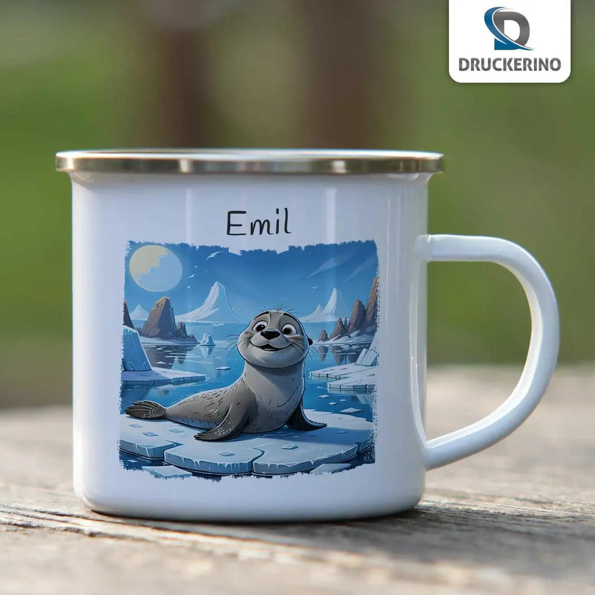 Emaille Tasse Arktisches Abenteuer - Druckerino