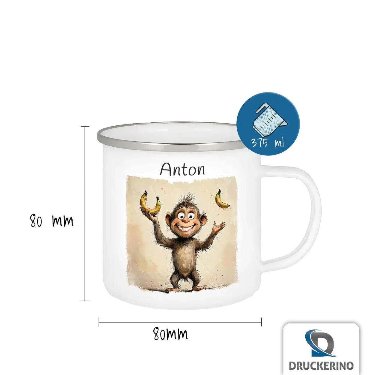 Emaille Tasse Bananen-Jongleur - Druckerino