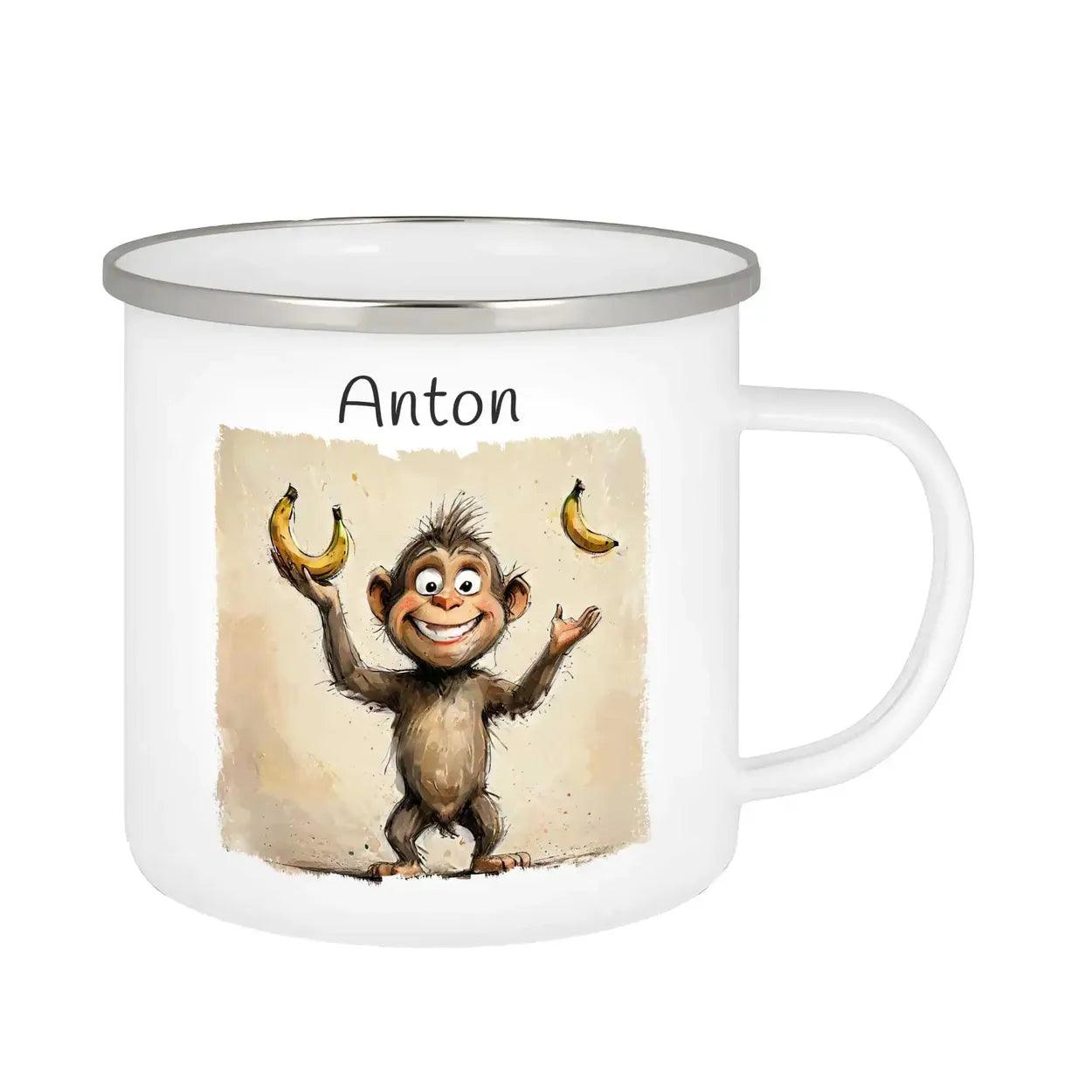 Emaille Tasse Bananen-Jongleur - Druckerino