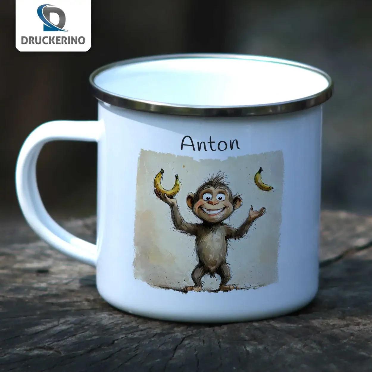 Emaille Tasse Bananen-Jongleur - Druckerino
