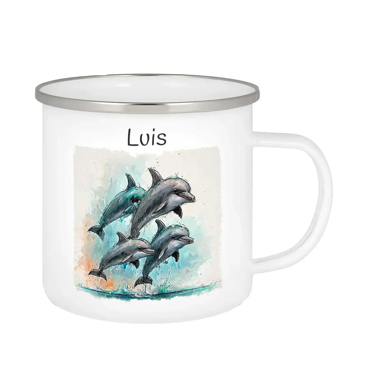 Emaille Tasse Delfine im Glück - Druckerino