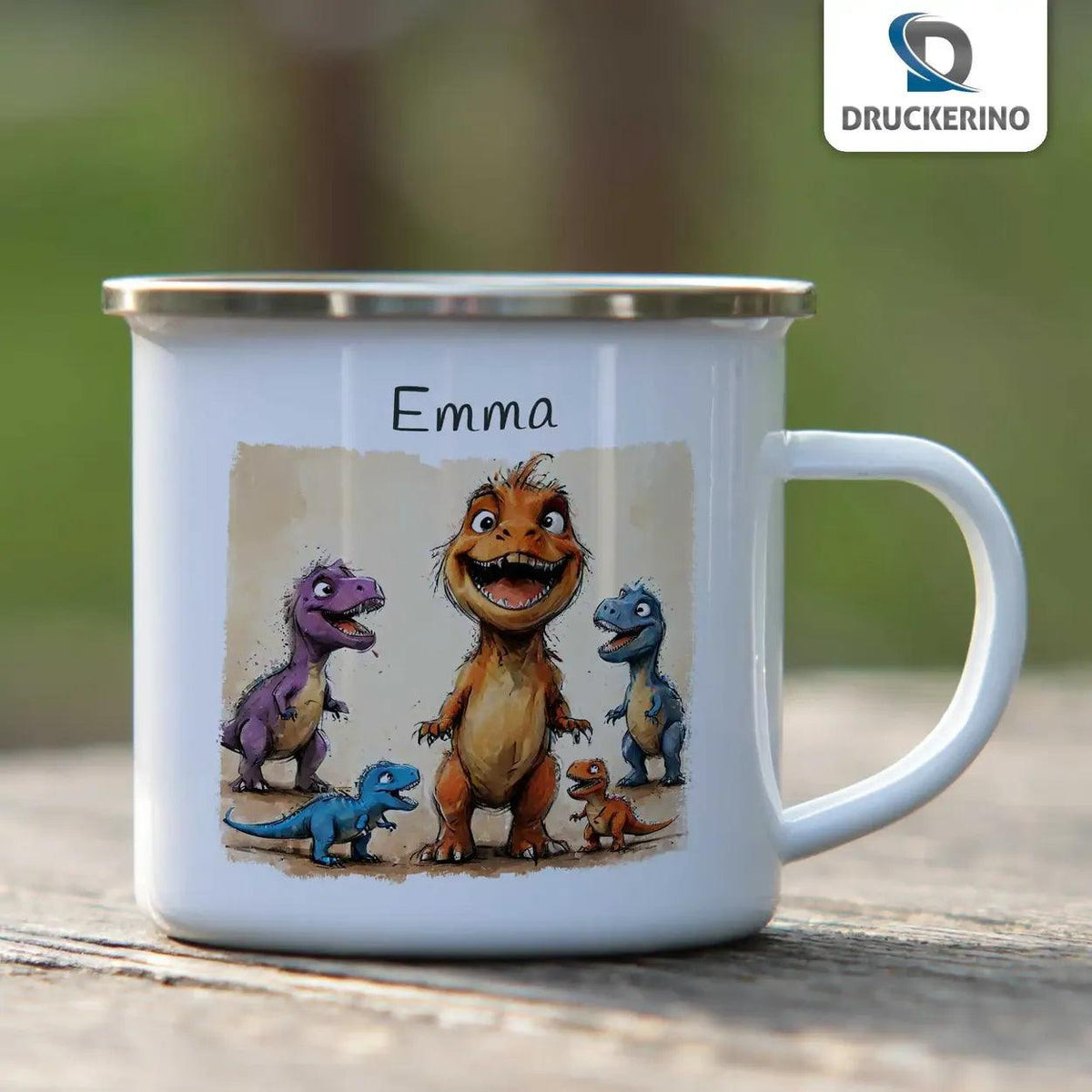 Emaille Tasse Dino-Zauber - Druckerino
