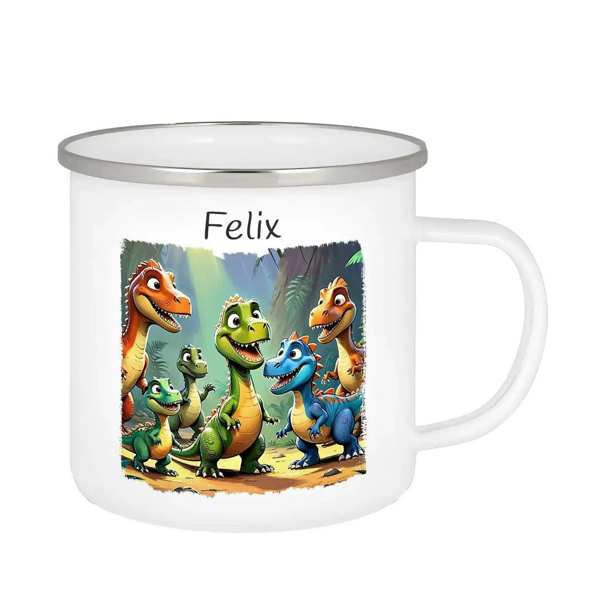Emaille Tasse Dinosaurier Freunde - Druckerino