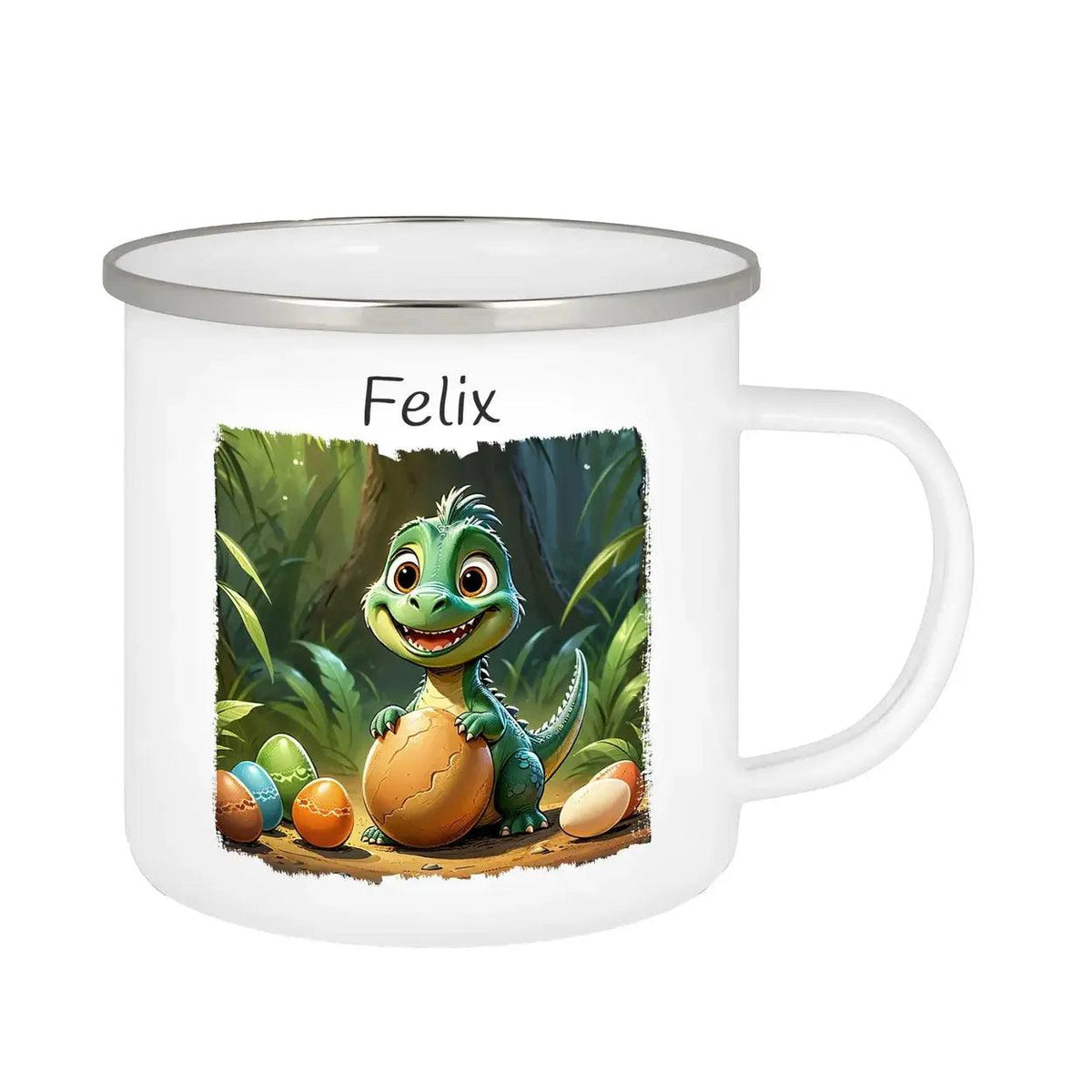 Emaille Tasse Dschungel Dino - Druckerino