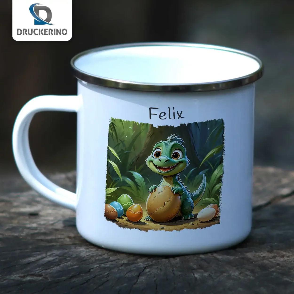 Emaille Tasse Dschungel Dino - Druckerino