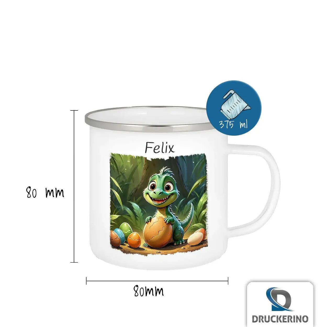 Emaille Tasse Dschungel Dino - Druckerino