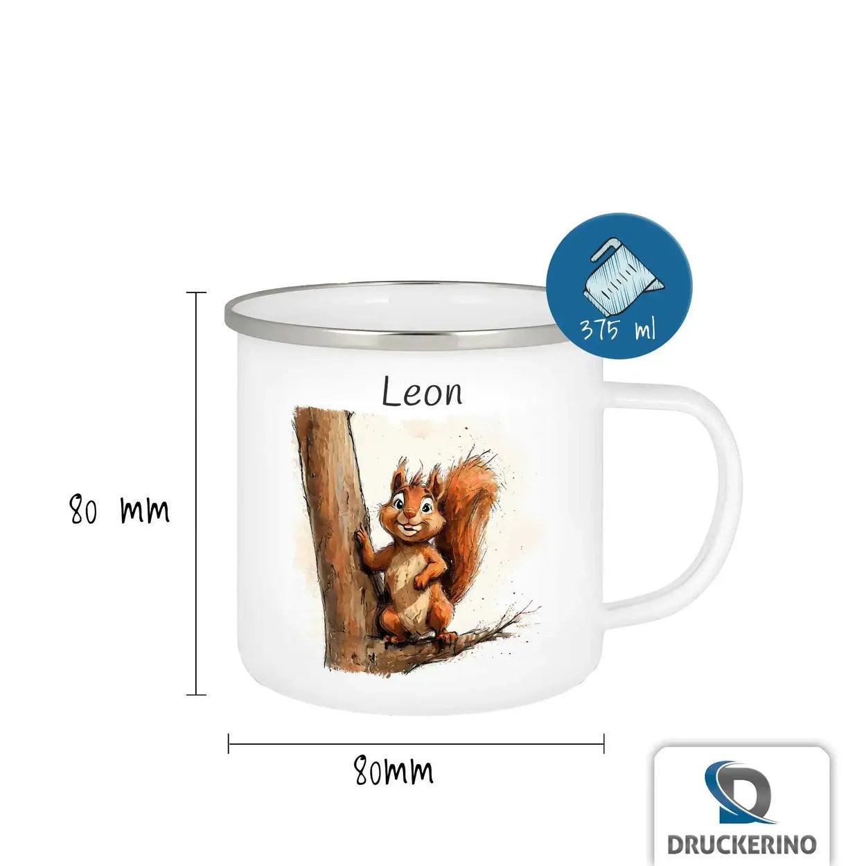 Emaille Tasse Eichhörnchen-Zauber - Druckerino