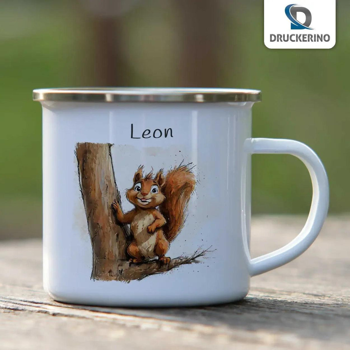 Emaille Tasse Eichhörnchen-Zauber - Druckerino