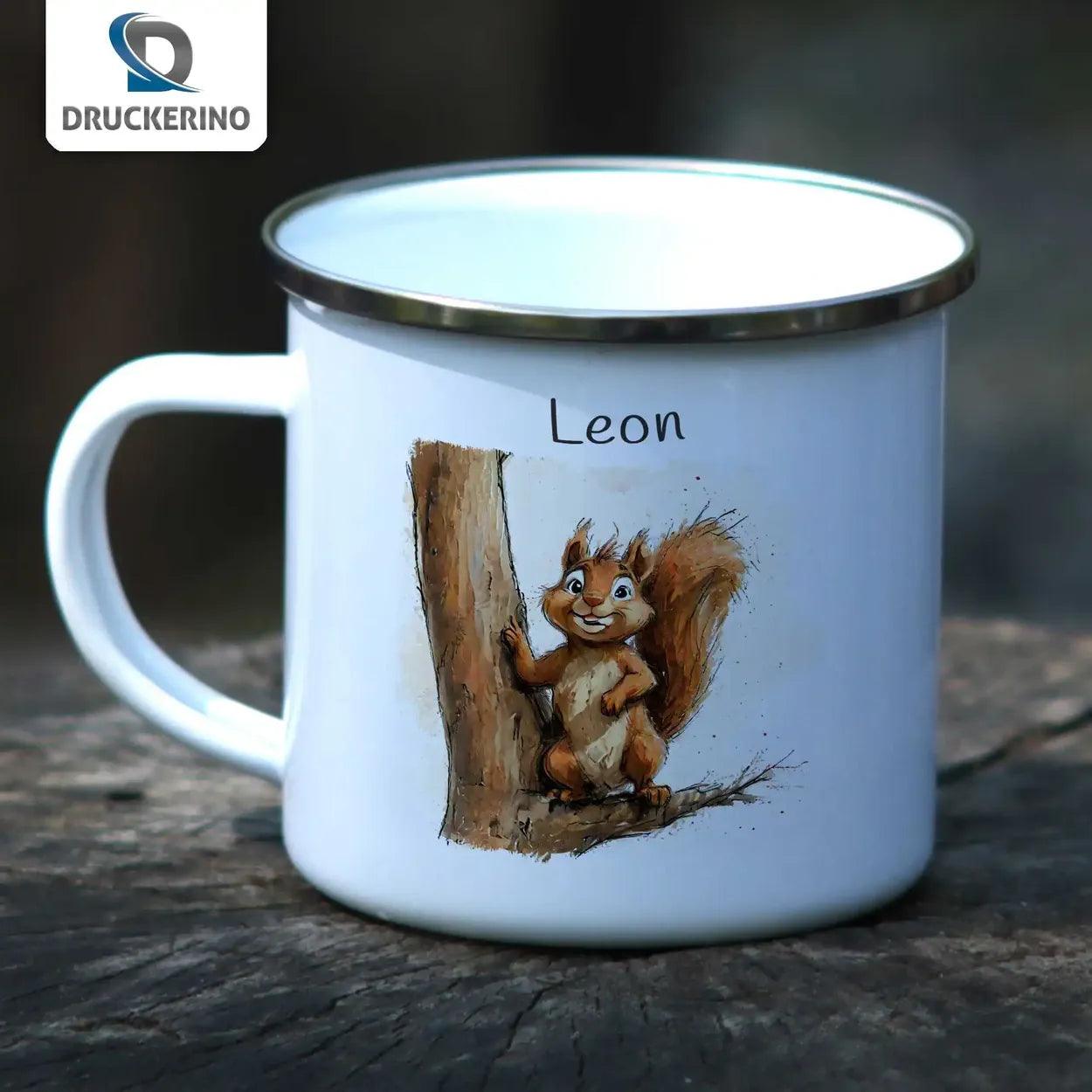 Emaille Tasse Eichhörnchen-Zauber - Druckerino