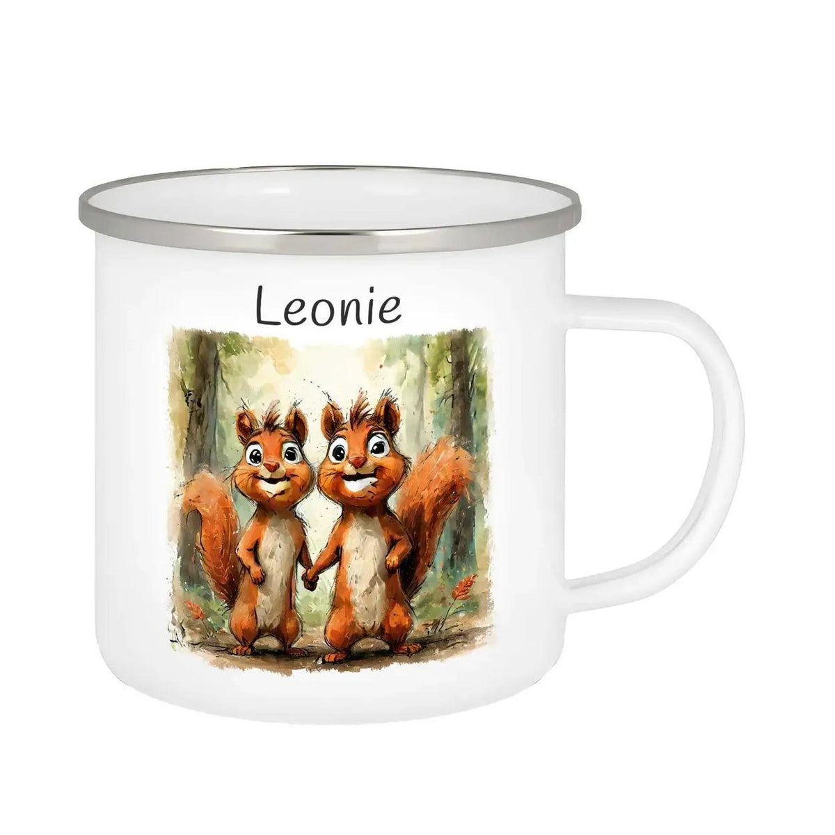 Emaille Tasse Eichhörnchenfreunde - Druckerino