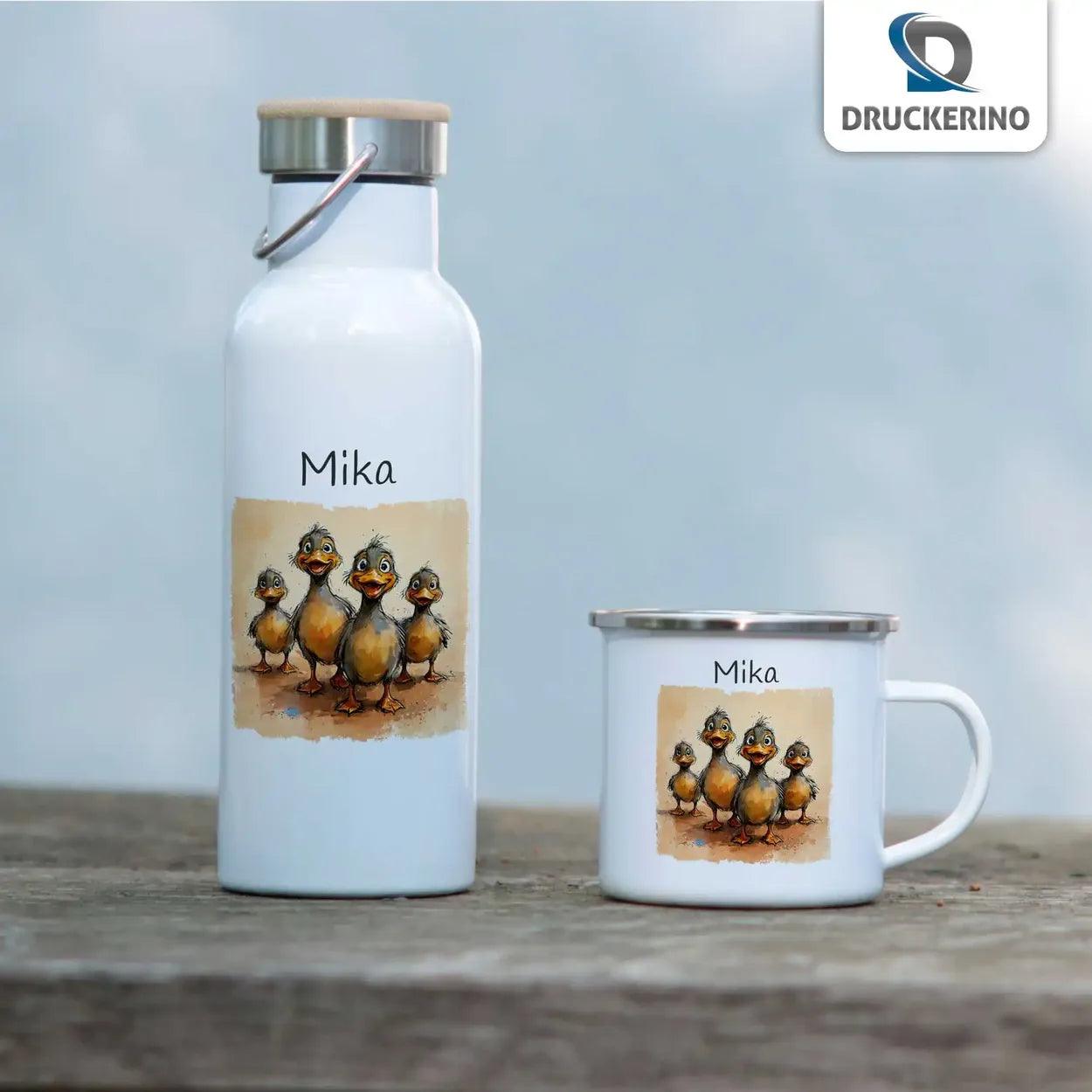 Emaille Tasse Entenfamilie - Druckerino