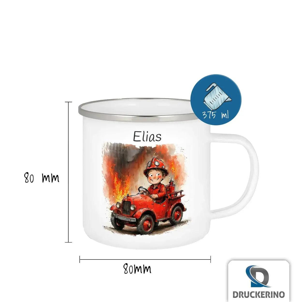 Emaille Tasse Feuerwehr Abenteuer - Druckerino