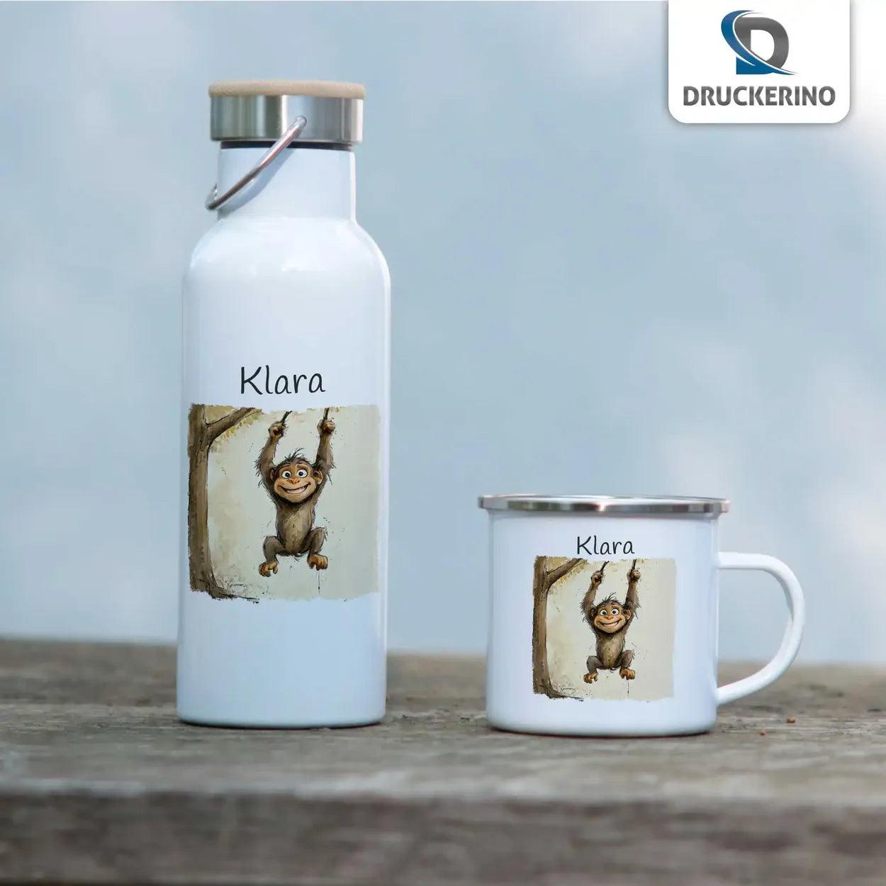 Emaille Tasse Frecher Kletteraffe - Druckerino