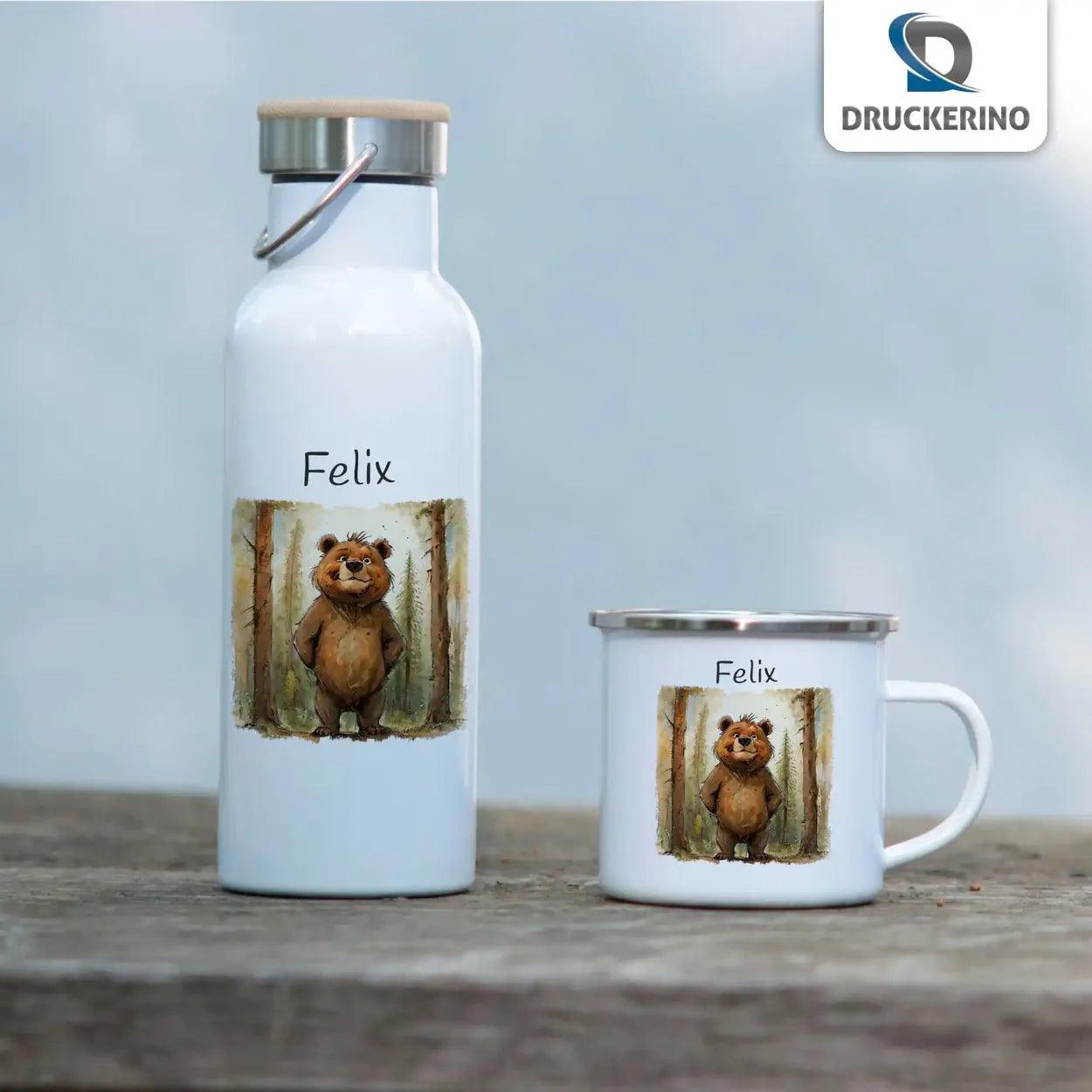 Emaille Tasse Frecher Wald-Bär - Druckerino