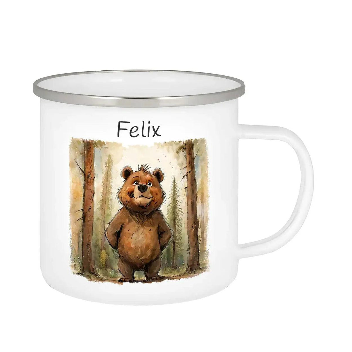 Emaille Tasse Frecher Wald-Bär - Druckerino