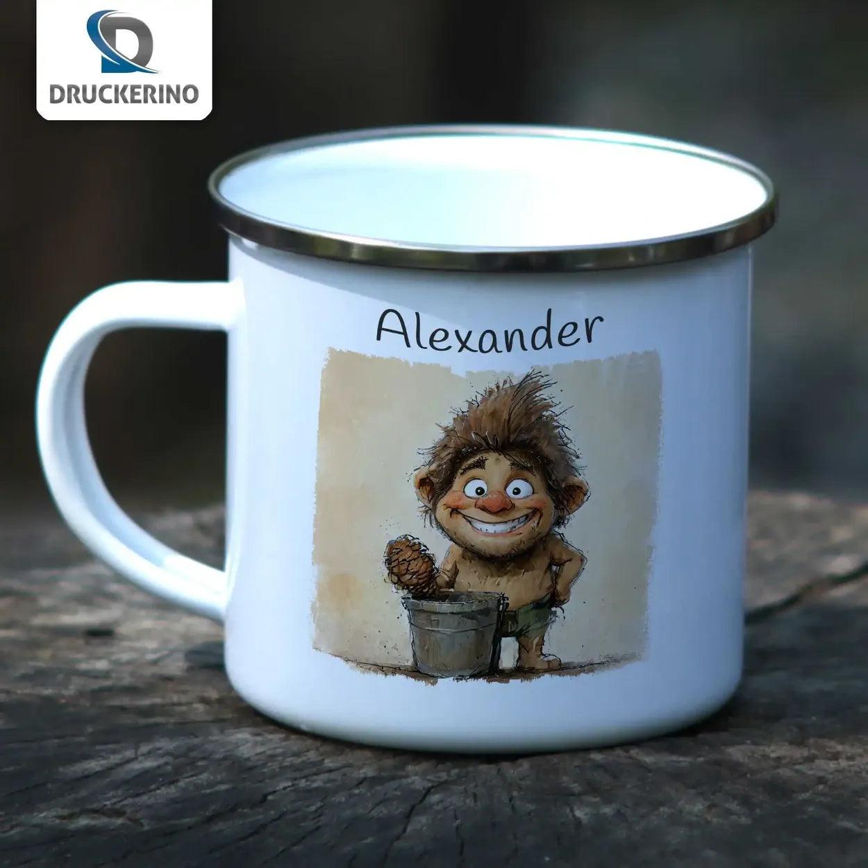 Emaille Tasse Frecher Waldkobold - Druckerino