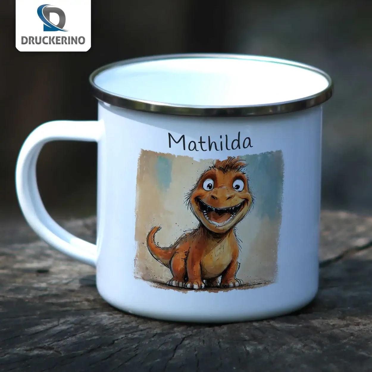 Emaille Tasse Freundlicher Drachenfreund - Druckerino